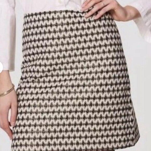 Loft Diamond Jacquard Metallic Black Gold Mini Pencil Skirt Size 10 - Picture 1 of 5